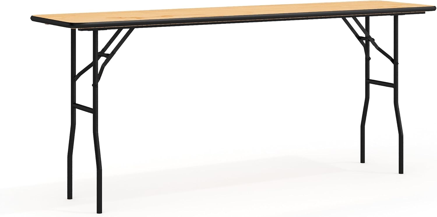 Flash Furniture 6 ft Wood Folding Clear Coat Rectangular Table, Clear | Durable Construction, Commercial Use